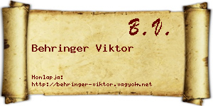 Behringer Viktor névjegykártya